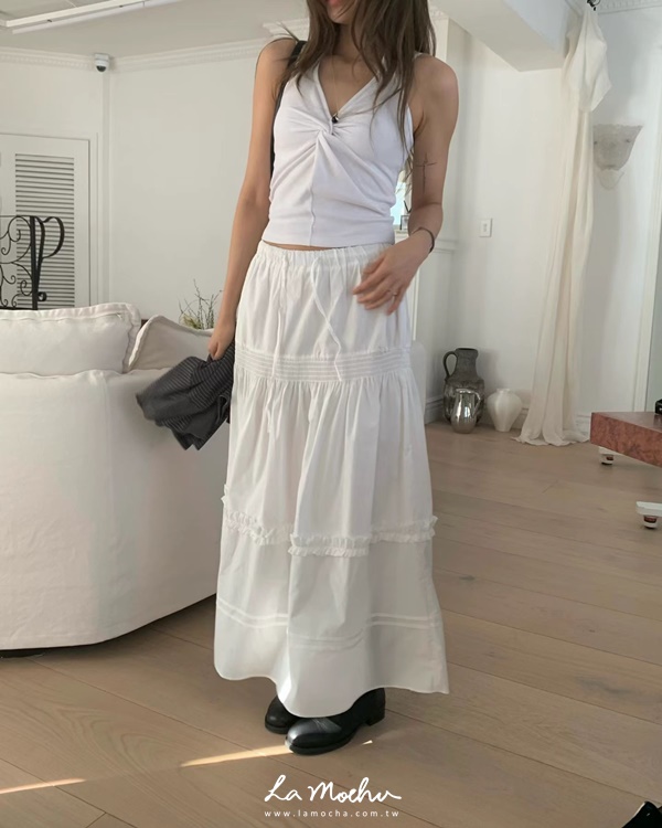 掛脖美背扭結棉質背心